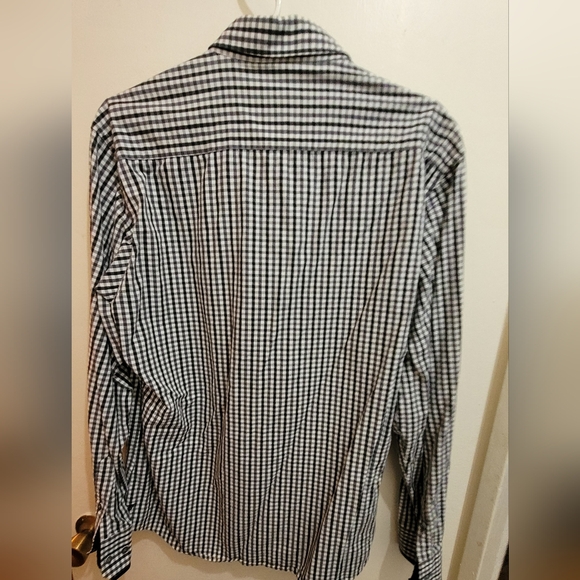 M. Banisti Men's black, gray and white checkered dress shirt Xlarge - Picture 2 of 6